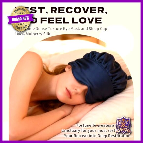 Silk Sleep Set with Bonnet Eye Mask and Clutch Gift Box